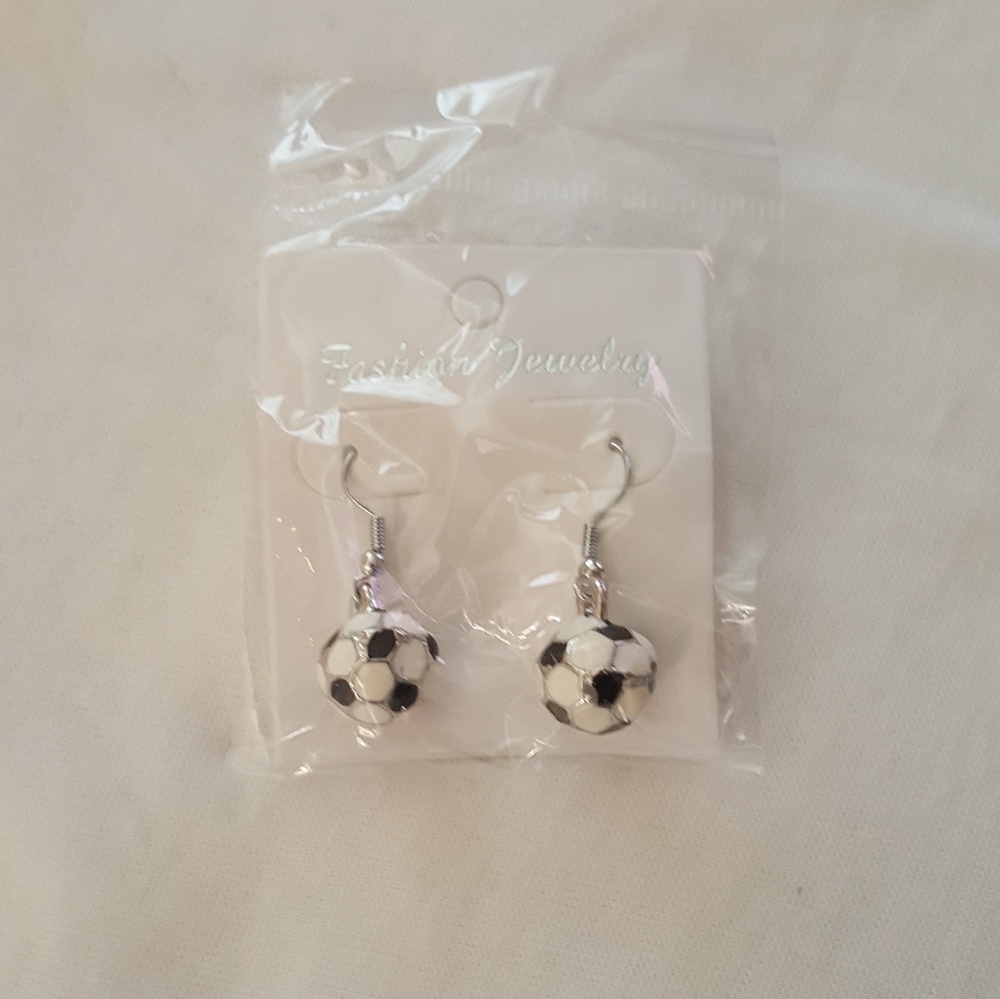 Soccer ball dangle earrings